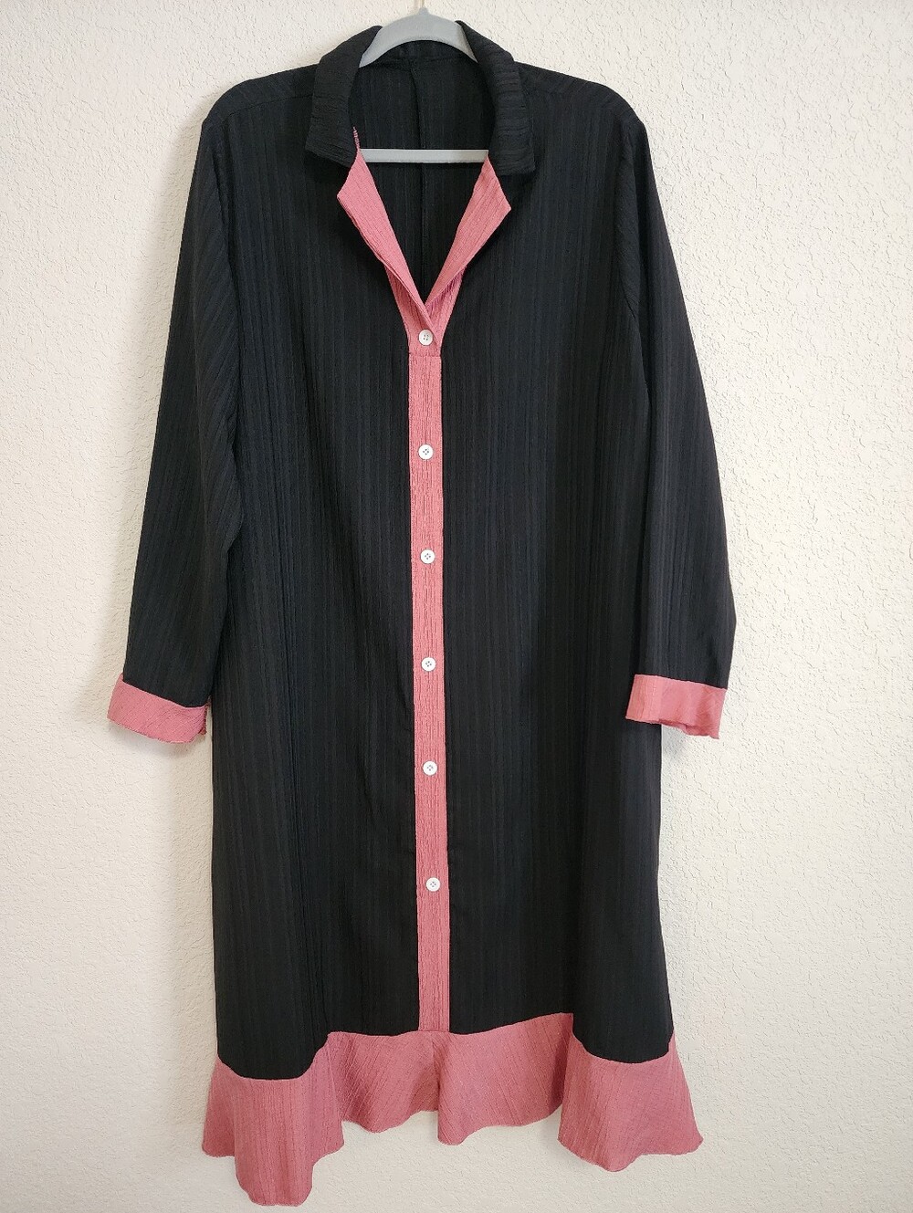 Women's Black Nightshirt with Pink Trim